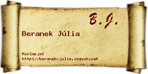 Beranek Júlia névjegykártya