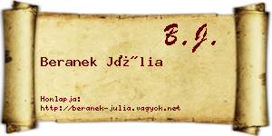 Beranek Júlia névjegykártya